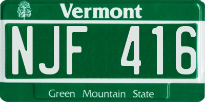 VT license plate NJF416