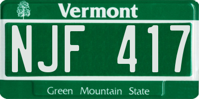 VT license plate NJF417