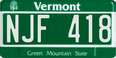 VT license plate NJF418