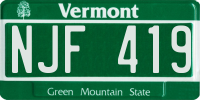 VT license plate NJF419