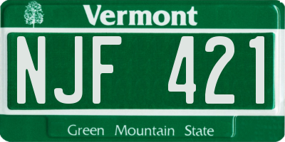 VT license plate NJF421