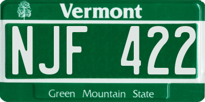 VT license plate NJF422
