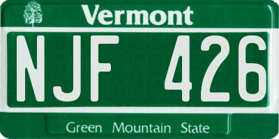 VT license plate NJF426