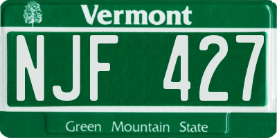 VT license plate NJF427