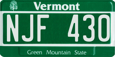 VT license plate NJF430