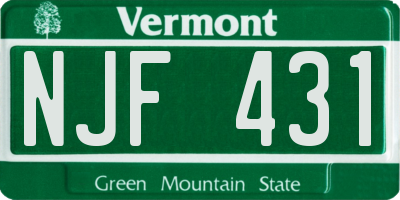 VT license plate NJF431