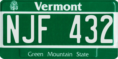 VT license plate NJF432