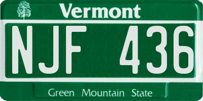 VT license plate NJF436