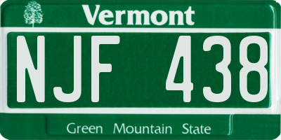 VT license plate NJF438