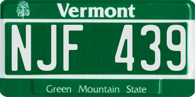 VT license plate NJF439