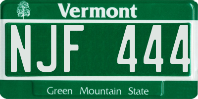 VT license plate NJF444