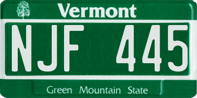 VT license plate NJF445