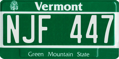 VT license plate NJF447