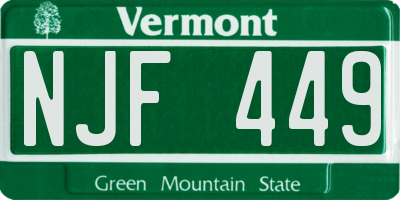 VT license plate NJF449