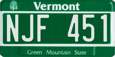 VT license plate NJF451