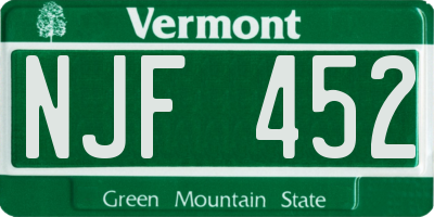 VT license plate NJF452