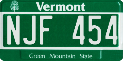 VT license plate NJF454