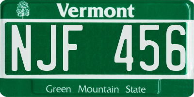 VT license plate NJF456