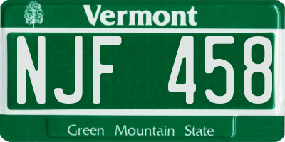 VT license plate NJF458