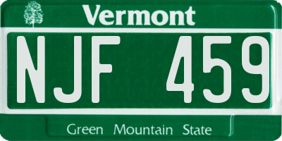 VT license plate NJF459
