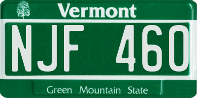 VT license plate NJF460