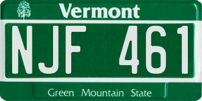 VT license plate NJF461