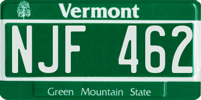 VT license plate NJF462