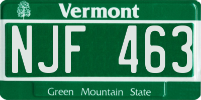 VT license plate NJF463