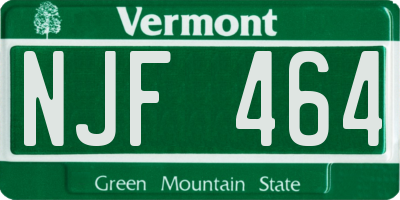 VT license plate NJF464