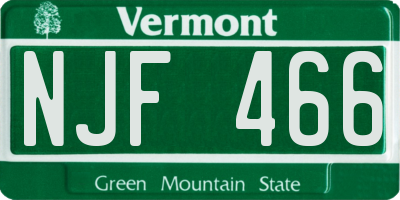 VT license plate NJF466