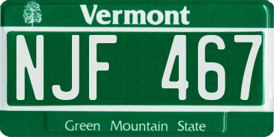 VT license plate NJF467