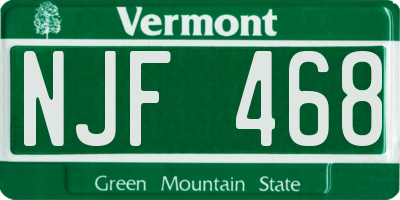 VT license plate NJF468