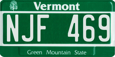 VT license plate NJF469