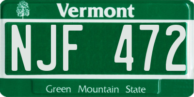 VT license plate NJF472