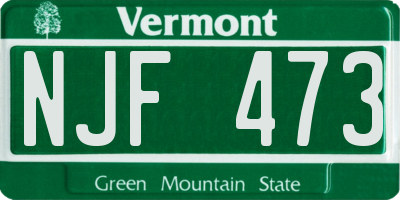 VT license plate NJF473