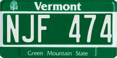 VT license plate NJF474