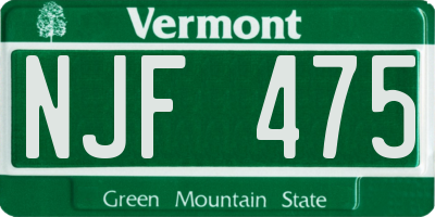 VT license plate NJF475