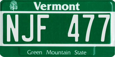 VT license plate NJF477