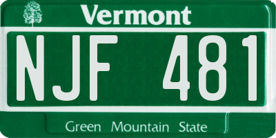 VT license plate NJF481