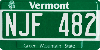 VT license plate NJF482
