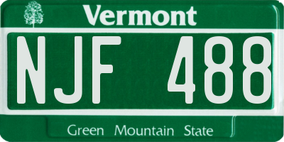 VT license plate NJF488