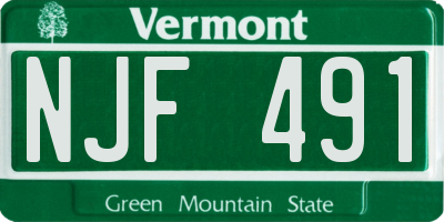 VT license plate NJF491