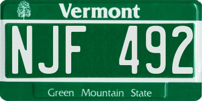 VT license plate NJF492