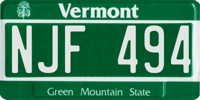 VT license plate NJF494