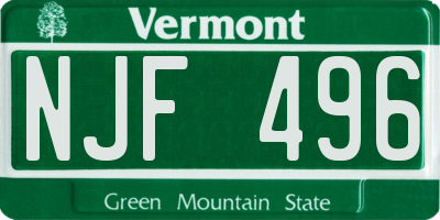 VT license plate NJF496