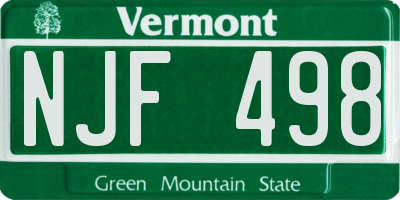 VT license plate NJF498