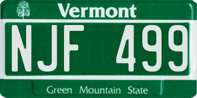 VT license plate NJF499