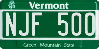VT license plate NJF500