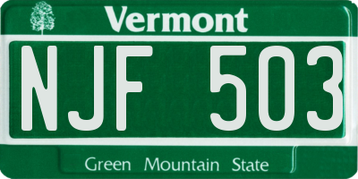 VT license plate NJF503