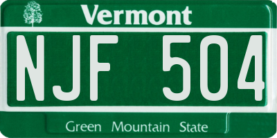 VT license plate NJF504